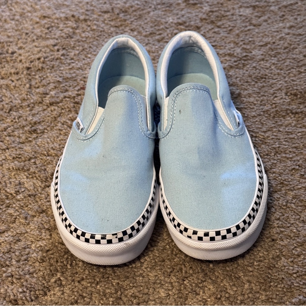Vans Off The Wall Shoes Mens 5 Womens 6.5 Blue Check Slip On Sneakers Logo - Picture 3 of 8